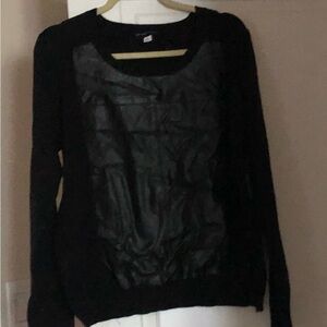 Black vegan leather sweater